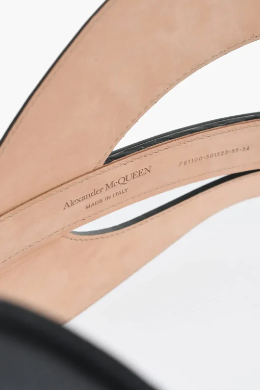 Maxi Cintura In Pelle con Dettagli Cut Out 190mm>Alexander McQueen Outlet