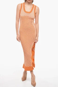 Clearance Maxi Dress in Crochet con Spacco laterale Donna Vestiti