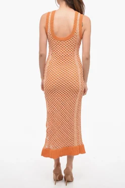 Clearance Maxi Dress in Crochet con Spacco laterale Donna Vestiti