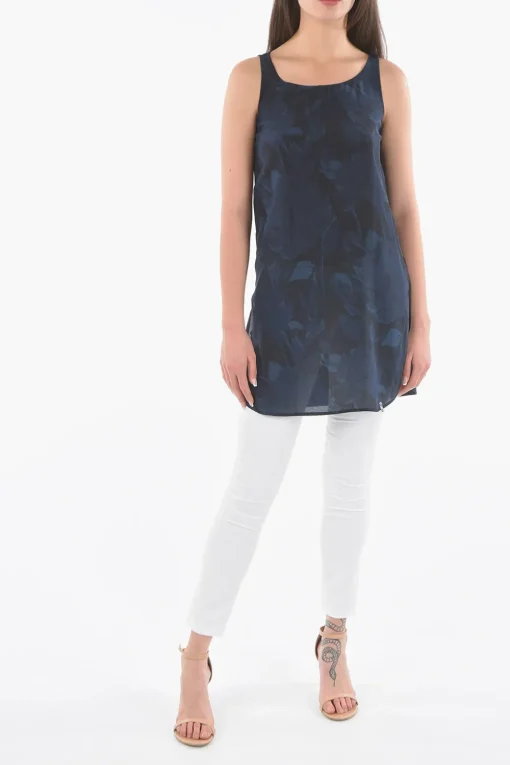 Maxi Dress in Seta a Motivo Vegetale>Woolrich Discount
