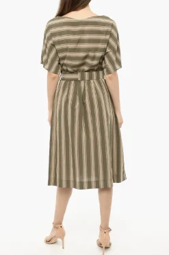 Maxi Dress SCULLY a Righe Bayadere con Cintura>Woolrich Sale