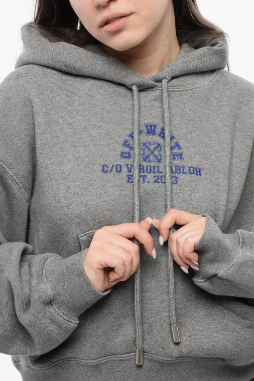 Maxi Felpa Hoodie con Logo e Tasca a Toppa>Off-White Sale