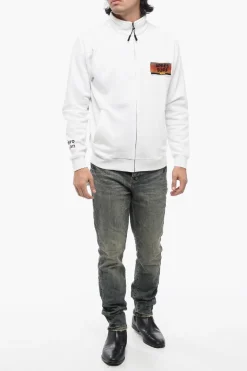 Online Maxi Felpa in Cotone Felpato con Chiusura Zip Uomo Felpe