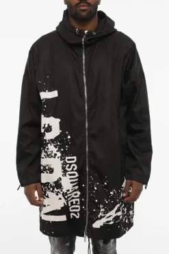 Clearance Maxi Giubbotto In Nylon con Cappuccio Uomo Giubbotti