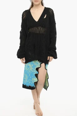 Maxi Maglia collo a V Traforata con Dettagli Cut-Out></noscript>RAMAEL Fashion
