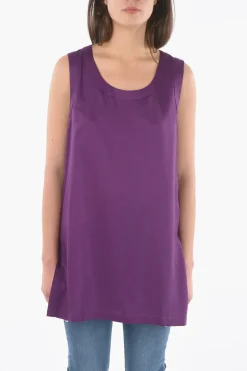 Hot Maxi Top a Tinta Unita con Spacchi Laterali Donna T-Shirts E Tops