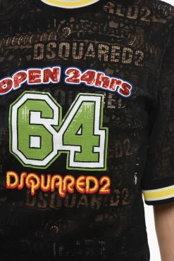 Maxi T-Shirt 24HRS in Pizzo con Logo Ricamato></noscript>Dsquared2 Hot