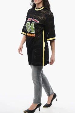 Maxi T-Shirt 24HRS in Pizzo con Logo Ricamato></noscript>Dsquared2 Hot