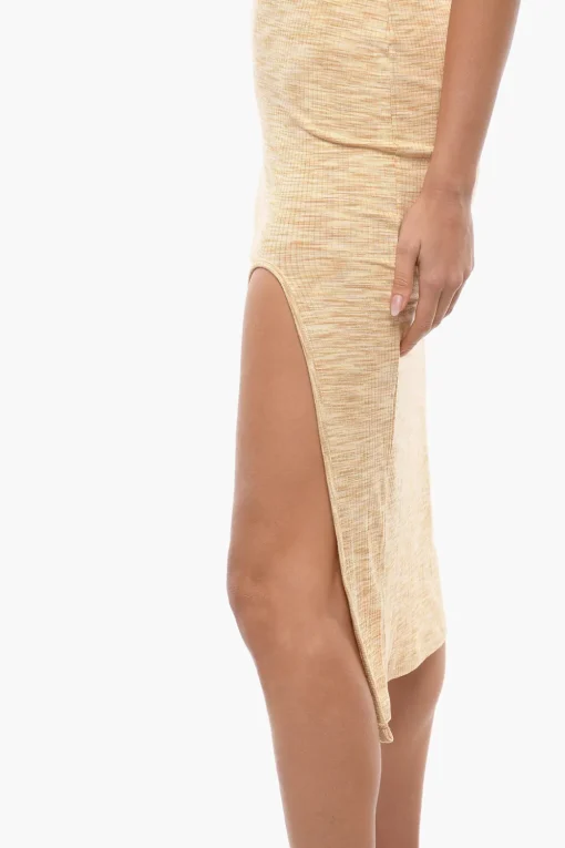 Maxi Vestito Attillato HILDE a Manica corta Con Spacco Frontale>Samsoe Samsoe Hot