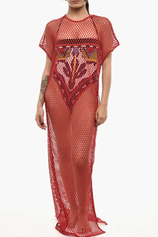 Sale Maxi Vestito Copricostume Openwork Donna Costumi Da Bagno