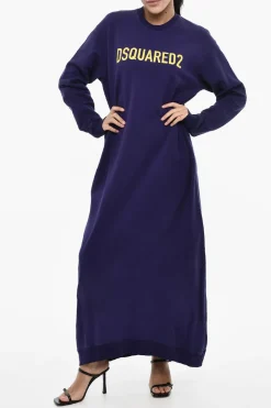 Maxi Vestito in Felpa con Logo a Contrasto>Dsquared2 Sale