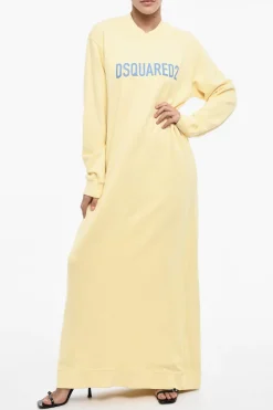 Outlet Maxi Vestito in Felpa con Logo a Contrasto Donna Vestiti