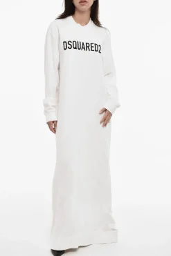 Maxi Vestito in Felpa con Logo a Contrasto>Dsquared2 Fashion