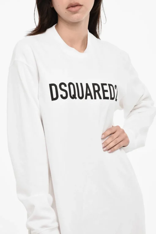 Maxi Vestito in Felpa con Logo a Contrasto>Dsquared2 Fashion