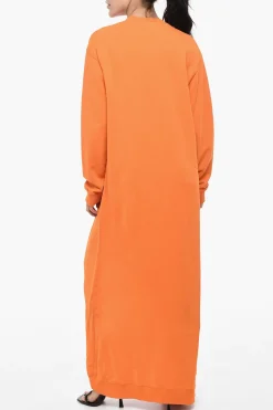 Outlet Maxi Vestito in Felpa con Logo a Contrasto Donna Vestiti