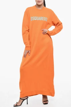 Outlet Maxi Vestito in Felpa con Logo a Contrasto Donna Vestiti