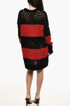Maxi Vestito in Maglia Openwork a Righe>Dsquared2 New