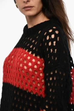 Maxi Vestito in Maglia Openwork a Righe></noscript>Dsquared2 New