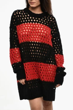 Maxi Vestito in Maglia Openwork a Righe></noscript>Dsquared2 New