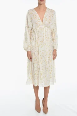 New Maxi Vestito Stile Impero GERTRUD Svasato con Manica a Sbuffo Donna Vestiti