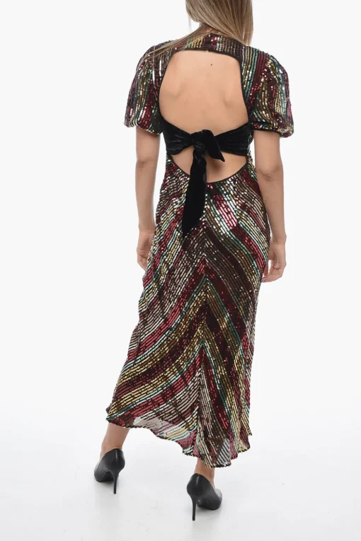 Maxidress DAISY in Paillettes con Fiocco in Velour>Rixo Discount