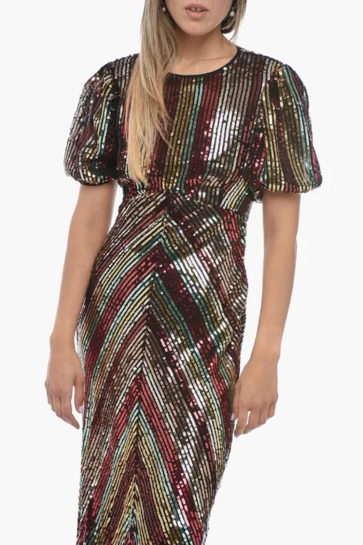 Maxidress DAISY in Paillettes con Fiocco in Velour>Rixo Discount