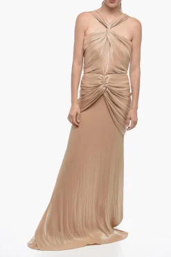 Maxidress Drappeggiato in Lurex con Collo Americano>Costarellos Online