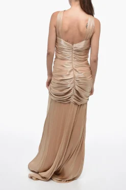 Maxidress Drappeggiato in Lurex con Collo Americano>Costarellos Online