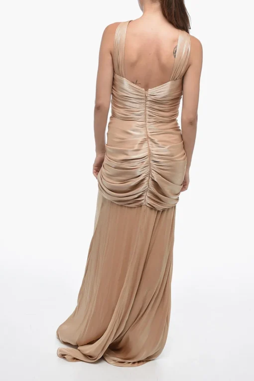Maxidress Drappeggiato in Lurex con Collo Americano>Costarellos Online