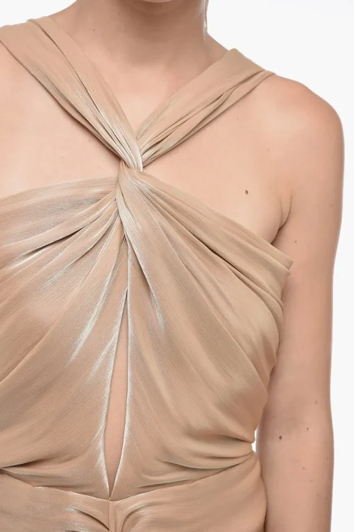 Maxidress Drappeggiato in Lurex con Collo Americano>Costarellos Online