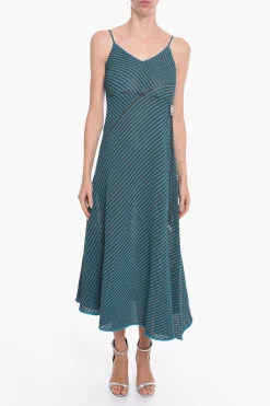 Maxidress in Misto Cotone a Righe con Coulisse>Bottega Veneta New