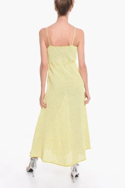 Outlet Maxidress in Misto Cotone a Righe con Coulisse Donna Vestiti