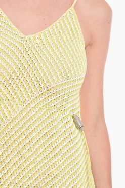 Outlet Maxidress in Misto Cotone a Righe con Coulisse Donna Vestiti