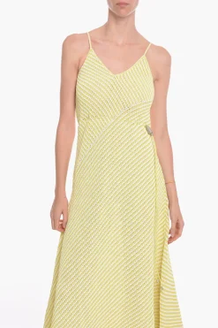 Outlet Maxidress in Misto Cotone a Righe con Coulisse Donna Vestiti
