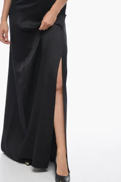 Maxidress JANIE in Satin di Seta con Scollo Drappeggiato></noscript>Burberry Hot