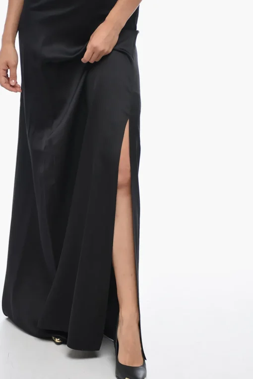 Maxidress JANIE in Satin di Seta con Scollo Drappeggiato>Burberry Hot