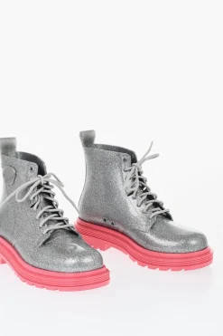 Clearance MELISSA Anfibi in Gomma Glitterata COTURNO con Suola a Contrasto Donna Stivali
