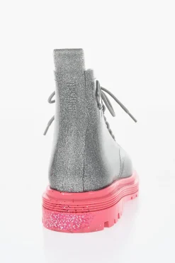 Clearance MELISSA Anfibi in Gomma Glitterata COTURNO con Suola a Contrasto Donna Stivali