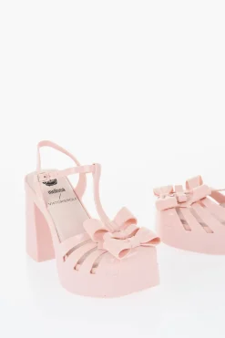 Hot MELISSA Sandali T-Strap PARTY in Gomma a Tinta Unita con Fiocchi Tacco 12cm Donna Scarpe Con Tacco