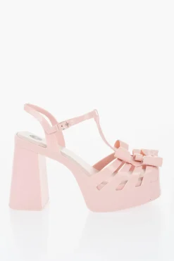 Hot MELISSA Sandali T-Strap PARTY in Gomma a Tinta Unita con Fiocchi Tacco 12cm Donna Scarpe Con Tacco