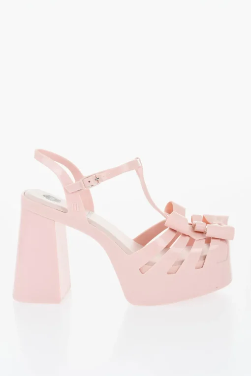 Hot MELISSA Sandali T-Strap PARTY in Gomma a Tinta Unita con Fiocchi Tacco 12cm Donna Scarpe Con Tacco