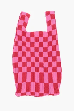 Mini Bag a Quadri Bicolore con Tracolla in Pelle Vegan>Last Frame Fashion