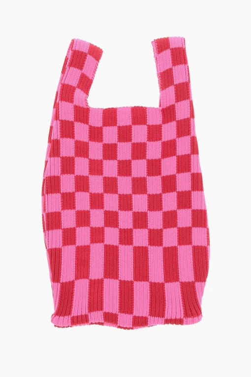 Mini Bag a Quadri Bicolore con Tracolla in Pelle Vegan>Last Frame Fashion