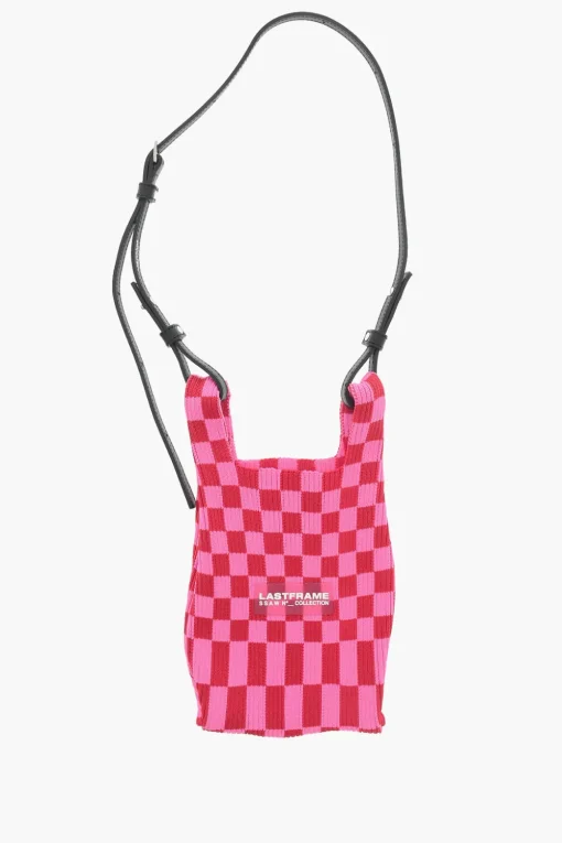 Mini Bag a Quadri Bicolore con Tracolla in Pelle Vegan>Last Frame Fashion