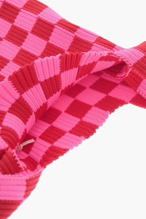 Mini Bag a Quadri Bicolore con Tracolla in Pelle Vegan>Last Frame Fashion