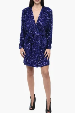 Mini Dress a Portafoglio in Pailettes Con Cintura>Rotate Clearance