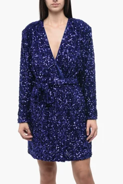Mini Dress a Portafoglio in Pailettes Con Cintura></noscript>Rotate Clearance