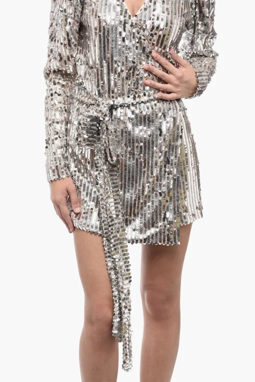 Sale Mini Dress a Portafoglio in Pailettes Donna Vestiti