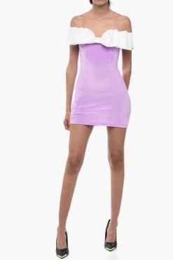 Mini Dress Attillato in Ciniglia con Maxi Fiocco>Adriana Hot Couture New