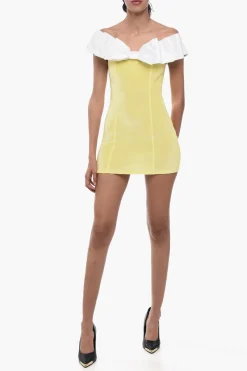 Mini Dress Attillato in Ciniglia con Maxi Fiocco>Adriana Hot Couture New